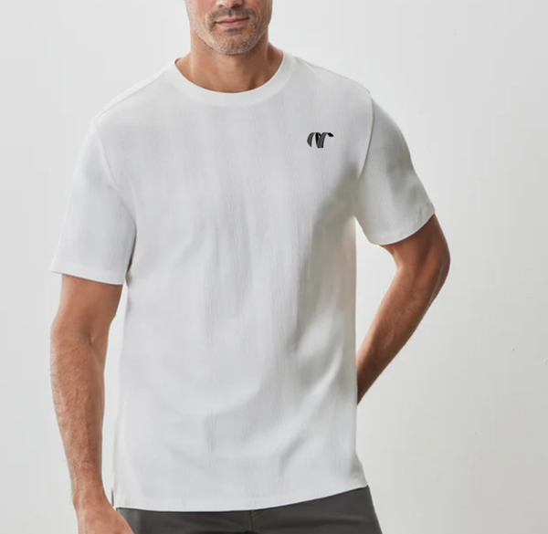 NUMBERONE Men's Textured Knit Crewneck T-Shirts | Multi-Color, Minimalist Logo | Breathable & Versatile