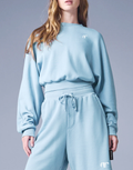 NUMBERONE Women's Cropped Sweatshirt & Shorts Set | Light Blue Cotton Blend | Cozy & Versatile